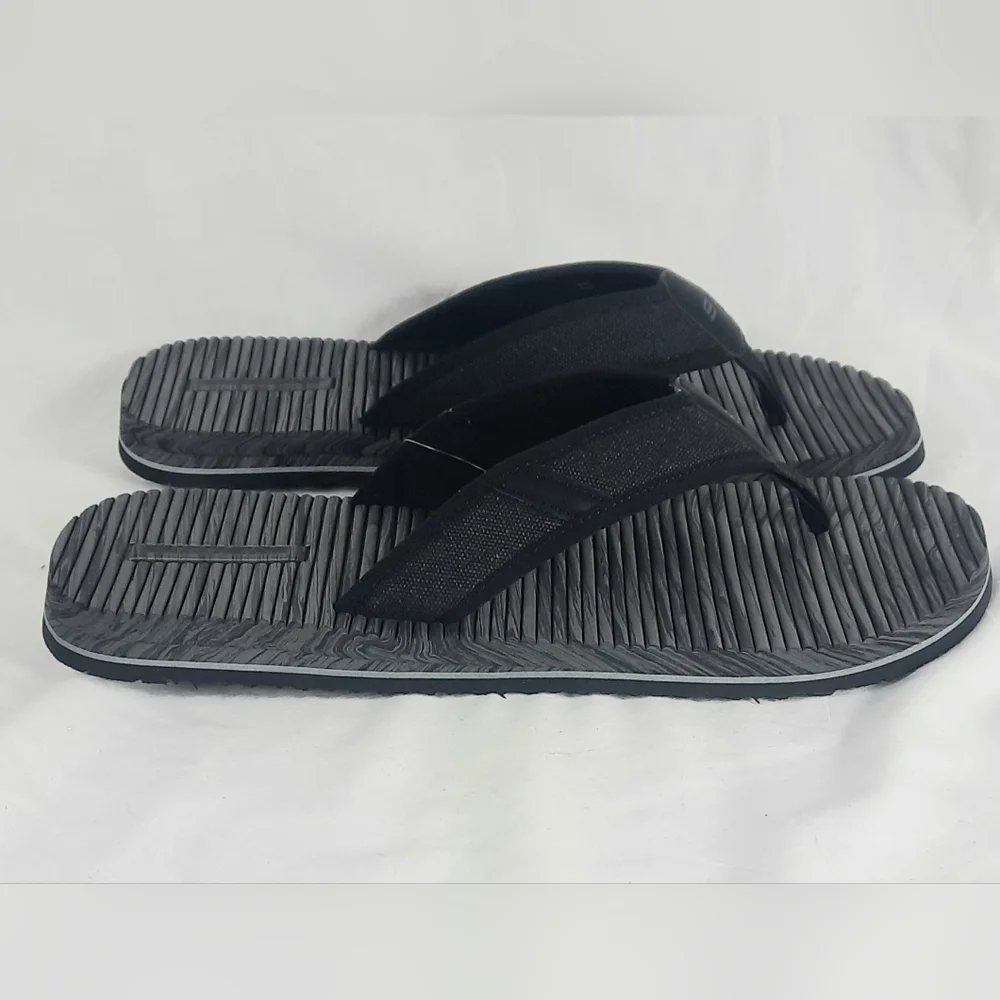 Skechers Tantric Rafe Mens Thong Sandals Size 13 Relaxed Fit Comfort Black NEW